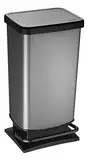 Rotho Paso Mülleimer 40l mit Pedal und Deckel, Kunststoff (PP) BPA-frei, carbonmetallic, 40l (35.3 x 29.5 x 67.6 cm)