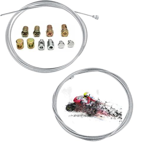 Universal Kabelreparatursatz,2 Stück 2M Universal Reparaturset Bowdenzug Gaszug Schaltzug Kupplungszug Fahrrad Roller Mofa Moped mit 10 Nippel Motorrad Universal Seilzug für Mofa Moped,Fahrrad