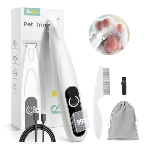 PAPMINI Pfotentrimmer für Hunde, Extra Leise Hundeschermaschine, Hundepfoten Trimmer mit LED-Licht, Type-C Wiederaufladbar Schermaschine Hund, Paw Trim Pro für Pfoten, Ohren, Gesicht, Augen