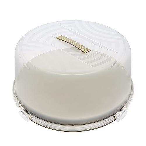 BranQ - Home essential Joy runder Kuchenbehälter mit hoher Abdeckung und mit praktischem Tragegriff, Kunststoff (PP) BPA-frei, Salbeifarbe/transparent, 334x156 mm