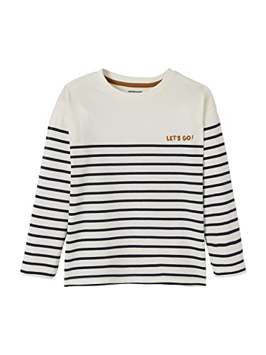 VERTBAUDET Jungen-T-Shirt für Jungen, mit Beflockung, Velours, elfenbein, 8 Jahre