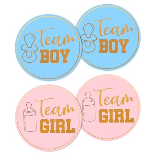 24 Stück Gender Reveal Aufkleber, 12 Team Boy und 12 Team Girl, Runde Etiketten Gender Reveal Aufkleber Gemischte Dekoration für Baby Shower Babyparty Partytaschen Gastgeschenke