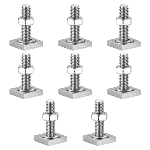 8 STK M8-30mm T-Nut Adapter, T-Nutensteine Dachträger Dachbox, Edelstahl T-Nut Nutsteine Set mit Muttern und Unterlegscheiben Kompatibel mit Thule Dachträger Relingträger Dachbox, M8-Quadratisch