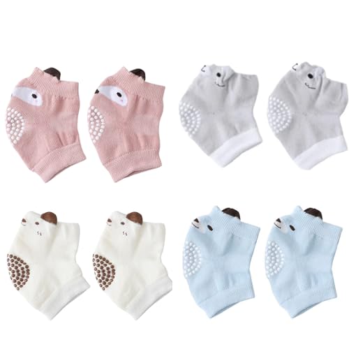 Luq &Man Knieschoner Baby Krabbeln,Gummipunkte Anti-rutsch Baumwolle Baby Knieschoner Krabbelhilfe für Unisex Babys Verteiler für Milchpulver (4, mehrfarbig)