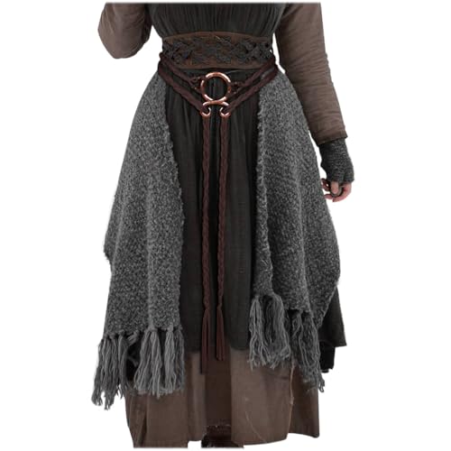 keland Mittelalter Accessoire Seil Gürtel Wikinger Gürtel Bindegürtel für Damen Herren (Braun)