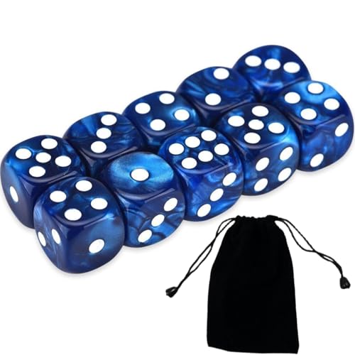 10 Stücke Würfel Blau, 16Mm W6 Würfel, Blau Schwarz, Würfel D6, For Playing Games Or Math Lessons