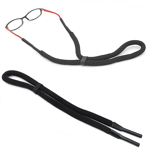2 Stück Verstellbar Brillenband Wassersport ,Brillenhalter Lanyard 68cm,Brillen Band Sonnen Anti Verlust Brillenbänder,Schwimmfähiges Brillenband für Wassersport Bootfahren Kajakfahren Surfen-Schwarz