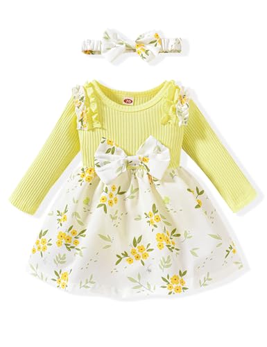 Borlai Kleinkind Baby Mädchen Kleidung Set Langarm Rüschen Strampler Kleid Floral Gedruckt Bow Rock Jumpsuit Onesie Outfit