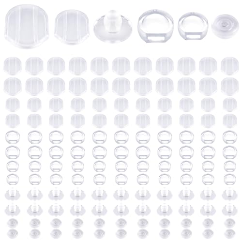 TOAOB 100 Stück Ohrklemmer Ohrring Kissen Silikon 6 Formen Klar Ohrringpolster Clip Ohrring Kissen Silikon Ohrring Rücken für Ohrclip mit Silikon Ohrring Pads für Ohr Clip