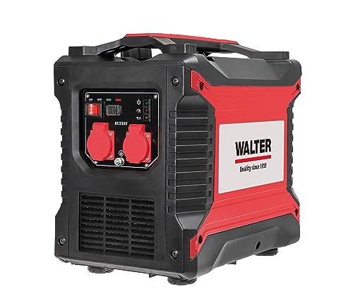 WALTER Inverter Stromerzeuger 2000 W, max. Leistungsabgabe im Kurzzeitbetrieb 2050 W, luftgekühlt, tragbarer und zuverlässiger Strom, inkl. Werkzeugtasche, Zündkerzenschlüssel, Öltrichter, Tankdeckel