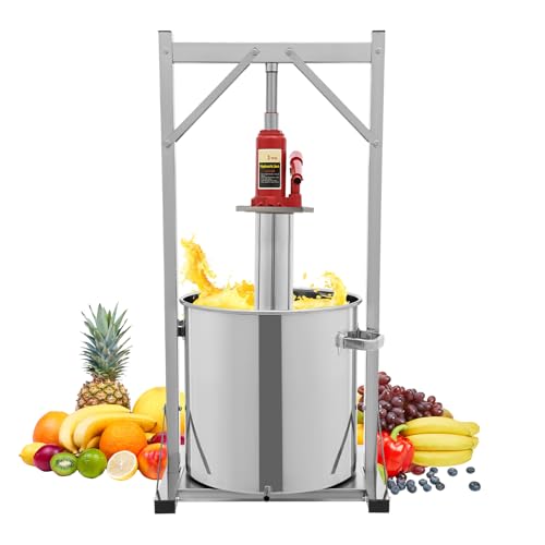36L Obstweinpresse, hydraulische Edelstahlpresse, Obstweinpresse aus rostfreiem Stahl Manuelle Saftmaschine Weinpresse für Saft Apfelwein Wein Olivenöl