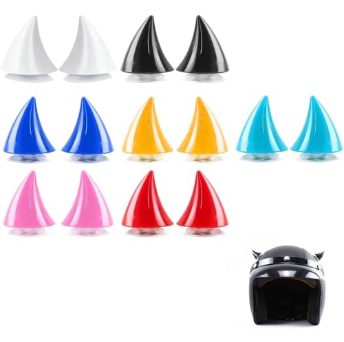 Fokroin 14 Stück Motorrad Helm Hörner, Motorradhelm Devil Demon Horn, 7 Farbtöne Motorrad Helm Hörner Eckdekoration, Helm-Dekoration, passend für Motorradhelme und Offroad Helme zur Dekoration