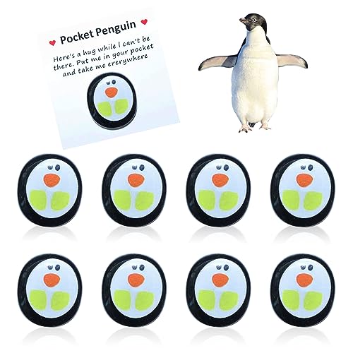 SKHAOVS 8 Stück Mini Pocket Penguin Hug, A Little Pocket Penguin Hug, Ermutigende Geschenke, Pinguin Geschenk, Niedliche Tasche Pinguin Umarmung mit Grußkarten, für Familie Freunde