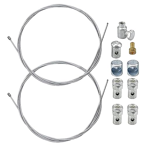 Fengshengli Kupplungszug Reparaturset, 2 Stück 2 Meter Universal Reparaturset Bowdenzug Seilzug Gaszug Schaltzug Kupplungszug mit 9X Nippel für Fahrrad Roller Mofa Moped(Ø1.5mm, Ø1.2mm)