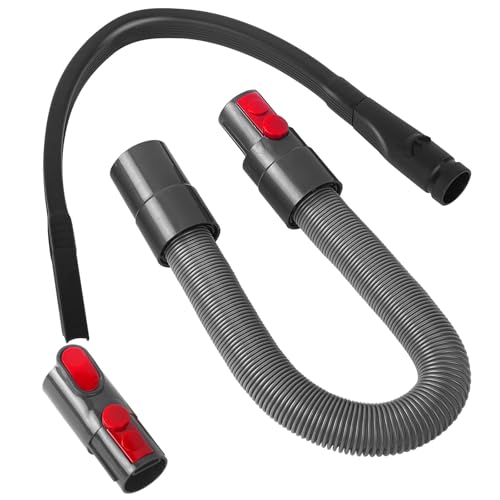 GROFIS 4er Set Staubsauger Zubehör mit Ersatz Stretch Schlauch Verlängerung, Flexible Verlängerte Fugendüse, Schalterverschluss und Adapter für Dyson V15 V11 V10 V8 V7, Reinigung von Ecken und Lücken