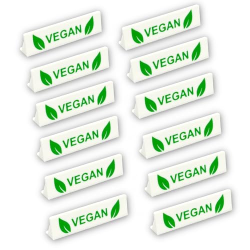 Kumetic Tischaufsteller VEGAN, Kunststoff 3D-gedruckt, spülmaschinenfest, Buffet Aufsteller - Tisch Schild (12Stk. small-Vegan)