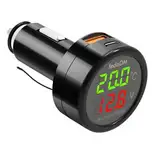 Hoembpn 3 in 1 USB C Auto Ladegerät 12V Voltmeter Thermometer Digital Anzeige Temperaturtester Batteriewächter PD & USB Auto Zigarettenanzünder Ladegerät Port für 12V-24V SUV LKW Wohnmobil