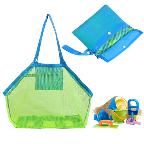 Sandspielzeug Tasche Netztasche Strandspielzeug Baby Wasserspielzeug Netztasche Strandspielzeug Kinder Urlaub Mesh Strandtasche Aufbewahrungstasche,Sandschaufel Buddelzeug Sandkasten (blau (Farbe))