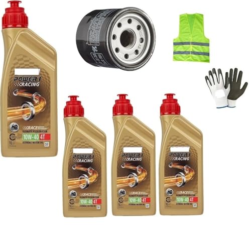 KOMPATIBEL MIT Yamaha Grizzly 550 MOTORSERVICE-WARTUNG SCHMIERMITTEL ÖLWECHSEL C (ASTROL) Power 1 Synthetic Racing 10W40 4T SUPER BESCHLEUNIGUNG + DIY ÖLFILTER
