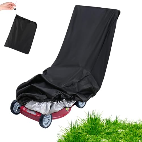 TNOMSNO Rasenmäher Abdeckung, Universal Rasenmäher Abdeckung Rasenmäher Schutzhülle, 210D Oxford Wasserdicht Schutzhülle mit Kordelzug Organizer ( 195x66x108 cm )