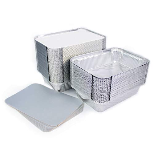 Miamex 100 Einwegschalen aus Aluminium, mit Deckel, für Lebensmittel, Einfrieren, Kochen (1000 ml)