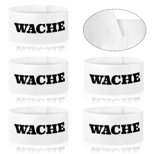 CHCAES 5 Stück Weiß Wache Armbinde mit Klett Armbinden Elastische 35 * 7cm Binde Armband für Wachen Sicherheitspersonal Teams