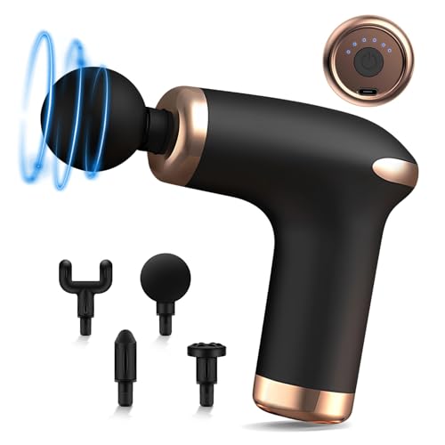 LuLuanping Massagepistole für Muskelmassage, Tiefenmassagegerät mit 6 Stufen, Leise Handmassagegeräte Massage Pistole mit 4 Köpfe, Massage Gun Tragbar zur Linderung von Schmerzen und Muskelsteifheit