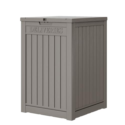 LHBGO 48 Gallonen Paket-Lieferbox für Veranda, Aufbewahrungsbox mit abschließbarer Sicherung, großer doppelwandiger Kunstharz, Outdoor-Paketlieferung und wasserdichte Deckbox