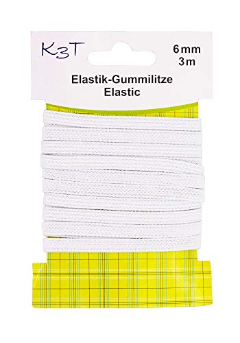 K3T Elastik-Gummilitze, 6mm x 3m, Farbe weiß, Art.Nr. 81083-K3T