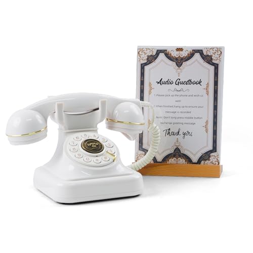RetroVox Audio-Gästebuch Hochzeit Telefon Gästebuch (alte Stile, Perlweiß)