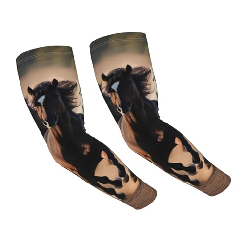 Yyoretp Laufpferde, Sonnenschutz, kühlende Armstulpen für Männer und Frauen, Abdeckärmel für Gartensport, Schwarz , One Size