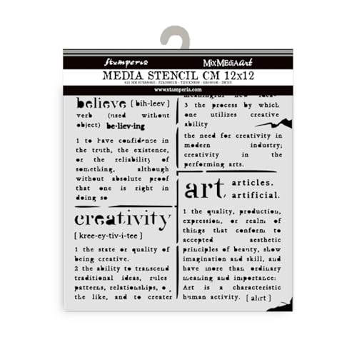 Stamperia - Thick Stencils for Scrapbooks, Albums, Cards, Bullet Journalling, and More, Flexible Material, Easy to Clean, Perfect for Crafts and Gifting (Favourites Refresh, Dictionary)