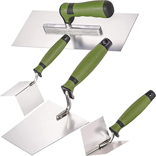 Colorus Stuckateur/Maurer Set 4 tlg | Putzkelle Maurerkelle aus rostfreiem Edelstahl | Glättekelle Stuckateurkelle | Inneneckenkelle Außeneckenkelle Winkelkelle
