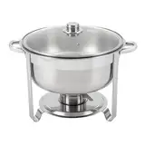 Chafing Dish Rund 8.5L mit Glasdeckel, Edelstahl Warmhaltebehälter Speisewärmer Rechaud für Buffet Catering Hochzeit Gastronomie