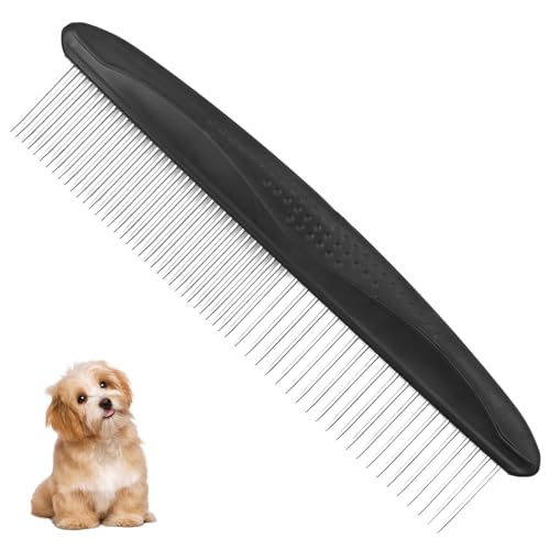 1 Hundekämme 2-in-1 Edelstahl Stahlkamm Haustierpflege Professionelle Hunde Katzen Kamm,Pet Grooming Combs,The Doodle Brush zum Entfernen von Verwicklungen und Knoten,Pudelpflege Deshedding Tool