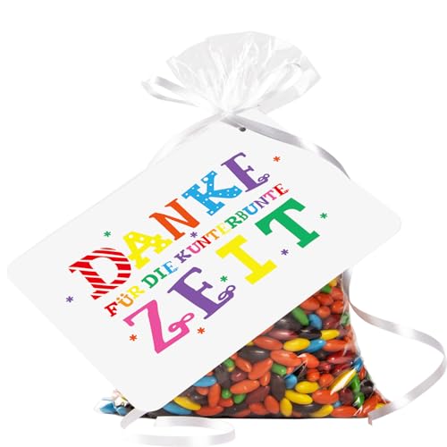BETESSIN 10 Sets Kita Abschiedsgeschenk für Erzieher - inkl. Geschenkanhänger Karten, Cellophantüten mit Twist Ties - Geschenkverpackungen für Abschiedsgeschenk Kindergarten