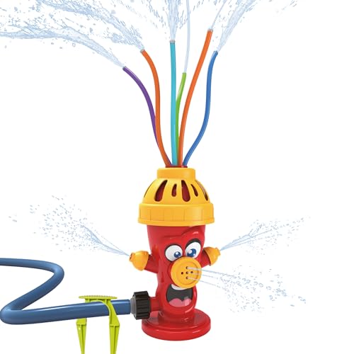 alldoro 60215 Wassersprinkler Hydrant - für Kinder ab 3 Jahren - mit wasserspritzenden Schläuchen - bunt – 13,5 x 9,5 x 22,5 cm, Rot