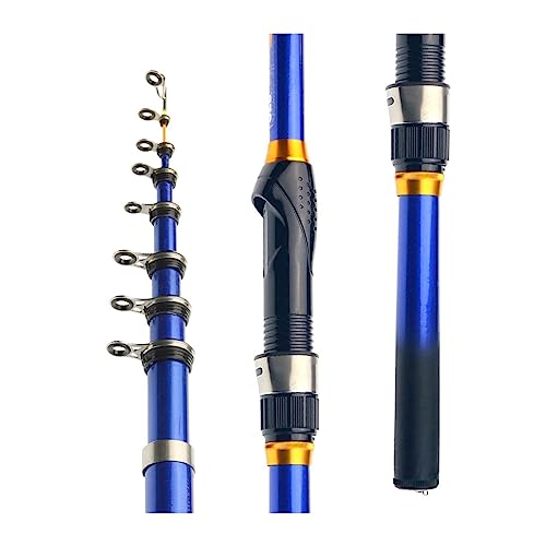 Angelrute, Teleskopische rotierende Felsen-Angelrute, tragbare Reise-Karpfen-Spinn-Mini-Stange,Geschenke für Männer oder Frauen(Size:Rock Rod Blue_1.8m)