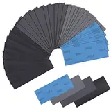 Schleifpapier Set, 36 Stück Trocken und Nass Sandpapier 120 bis 5000 Körnung Schmirgelpapier, Fein für Holz,Autolack, Metall,Stein,Glas，9 x 3,6 Zoll
