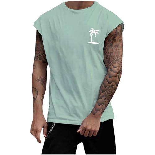 Herren Tanktop, Gym Shirt Herren Tank Top, Athletic ÄRmelloser Muskelshirt Druck Unterhemden FüR Training Gym Fitness & Bodybuilding Achselshirts Mit Rundhals-Ausschnitt Quick Dry