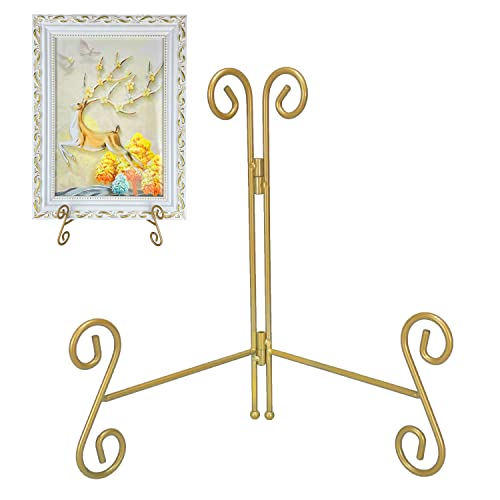 UoYeet Plate Stand 12 Inch Gold Display Plate Holder, Collapsible Iron Plate Stands for Display, Folding Display Easel for Photo, Pictures, Decorative Plate and Artwork (12 Inch, 1 Pack)