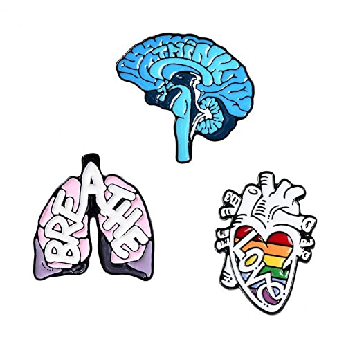 Stakee 3pcs Cartoon Körper Organer Brosche Herz Lungenhirn Pin Menschliche Anatomie Brosche Medizinischer Schmuck Geschenk Für Arzt Krankenschwester