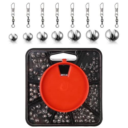 120g Angel Gewichte Set Mit Aufbewahrungskoffer, 7 Größen Von Gewichte Angeln Und 8 Stück Wirbel Angeln, Fishing Weights Zum Forellenangeln, Herausnehmbare Gewicht Angeln Für Stippposen