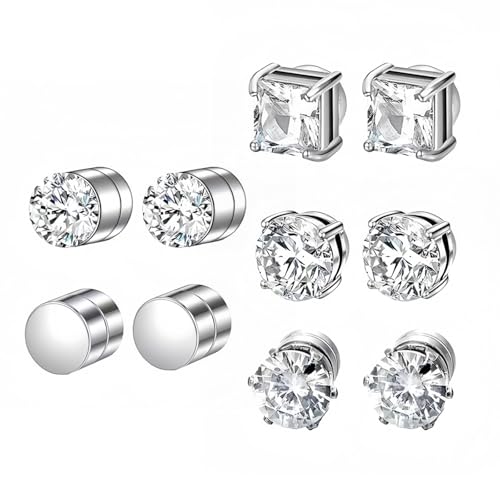 Magnet Ohrringe Herren, 5 Paar Magnetische Herren, magnetschmuck damen, klipp ohrringe, 6mm Exquisit Damen, Einfachheit Magnet Ohrringe, earrings men, Modeaccessoires Magnetische