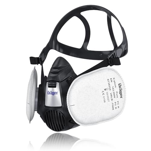 Dräger X-plore 3500 inkl. 2x Pure P3 R Filter – Atemschutzmaske Halbmaske für Bauarbeiten, Renovierung, Schleifen – Staubmaske gegen Feinstaub, Partikel – Größe M