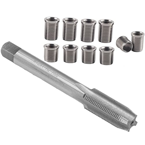 Zündkerzengewinde-Reparatursatz, M10x1,0-Schraube und M12x1,0-Hahn-Zündkerzen-Reparatursatz, 11-teiliges Edelstahl-Auto-Zündkerzengewinde-Reparatur-Hardware-Kit