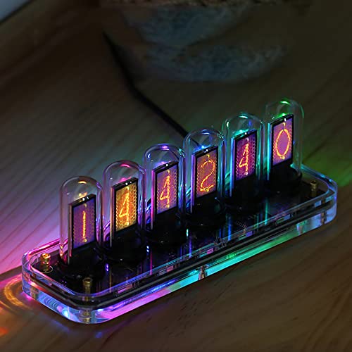 Röhrenuhr, Nachahmung Einer Nixie-Röhre, kreative DIY-Uhr, IPS-LCD-Bildschirmanzeige, transparente Kristallbasis, Induktionsdesign, Schreibtischdekoration, Weihnachts- und Neujahrsgeschenk