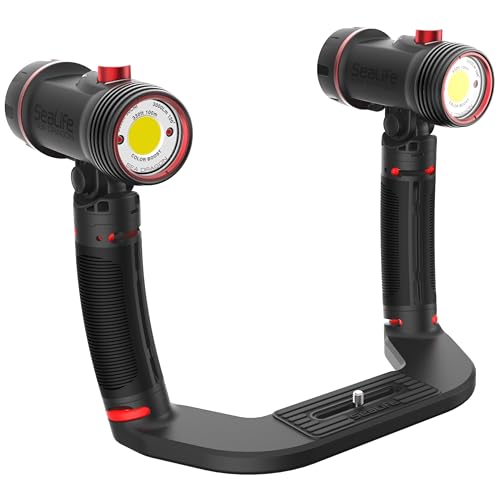 Sea Dragon Duo 6000F Farbverstärkungsset für Unterwasserfotos und -videos, zwei leistungsstarke 3000 Lumen Lichter, Farbtemperaturanpassung und Helligkeitskontrolle
