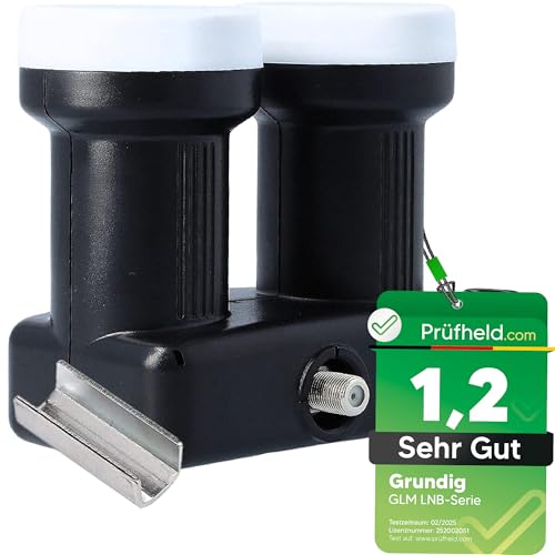 [ Test SEHR GUT, Note 1.2 *] GSS GRUNDIG Monoblock Single LNB Astra Hotbird für 1 Teilnehmer & 2 Satelliten, 1Fach HD 4K LNC für Direktanschluss (Fernseher, Sat Receiver) LMB für Satellitenschüssel