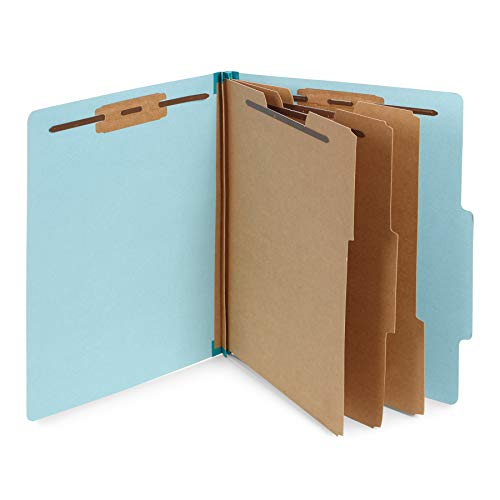 Blue Summit Supplies Hellblaue Klassifizierungsmappen, 3 Trennblätter, Briefgröße mit 5,1 cm Tyvek-Erweiterungen, 8 Fächer, 10 Stück